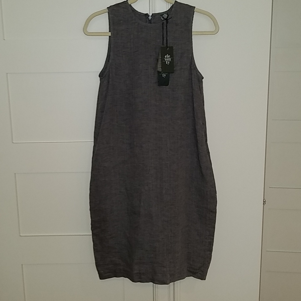 ELEVENTY Linen sleeveless Dress - Gray/ Blue